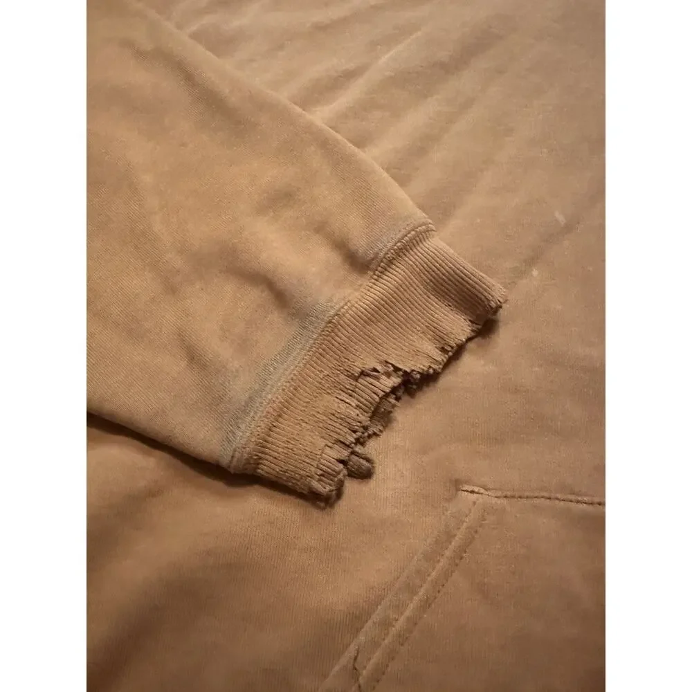 Vintage 90s Light Brown Distressed Carhartt Workwear Hoodie - Picture 5 of 15